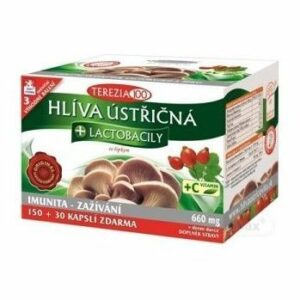 Hliva ustricová + lactobacily a šípky 180 kapsúl