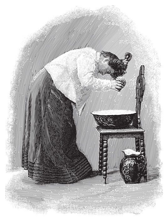 Žena umývajúca si vlasy keď bol Alpecin ešte v plienkach