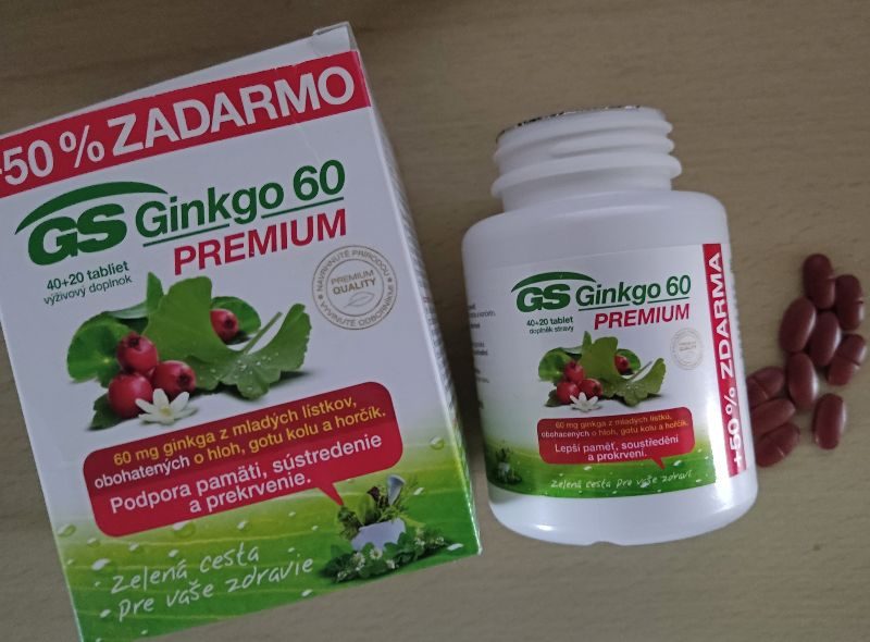 GS Gingko 60 Premium - balenie a tablety